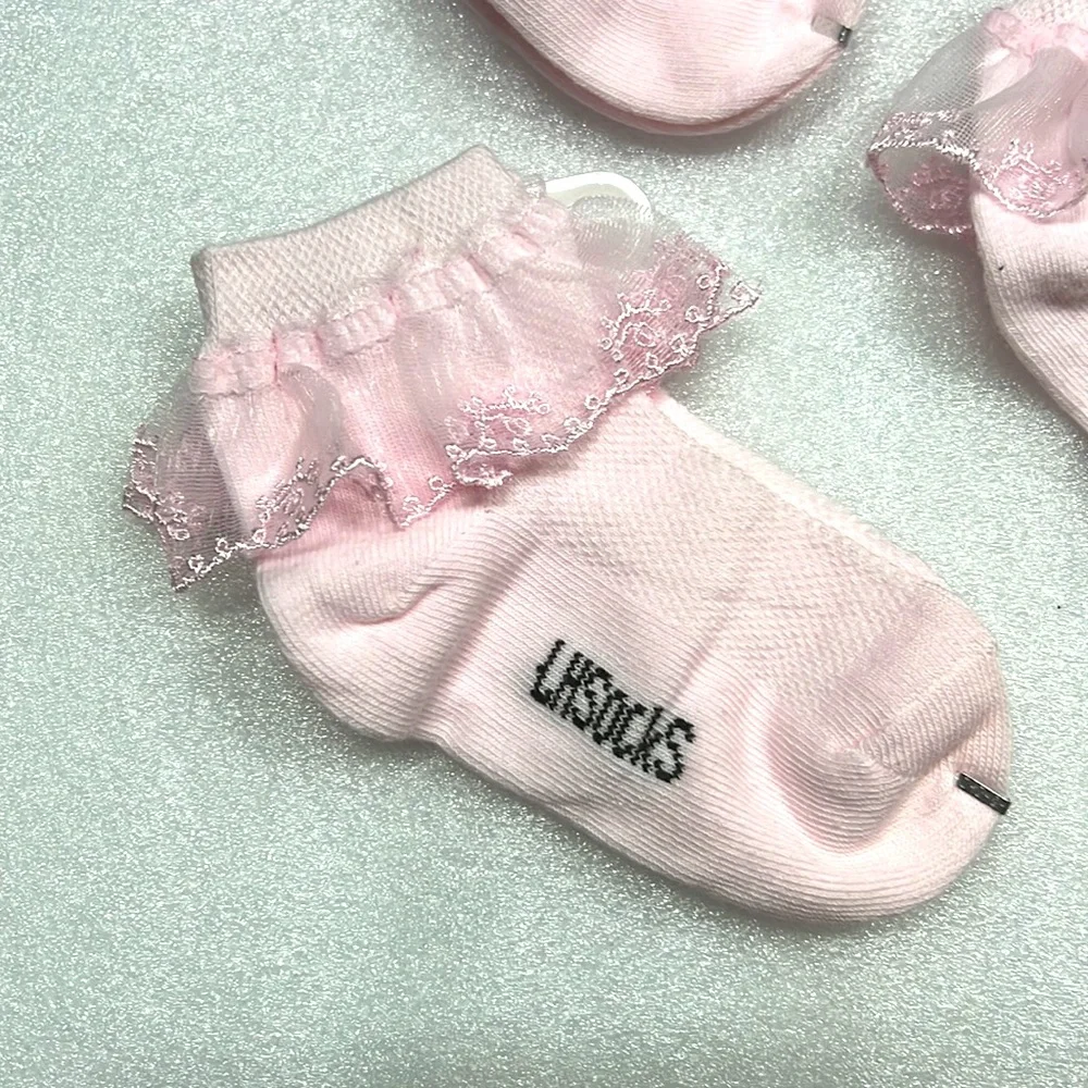 Little Girl Doll Soft Pink Ruffle Socks